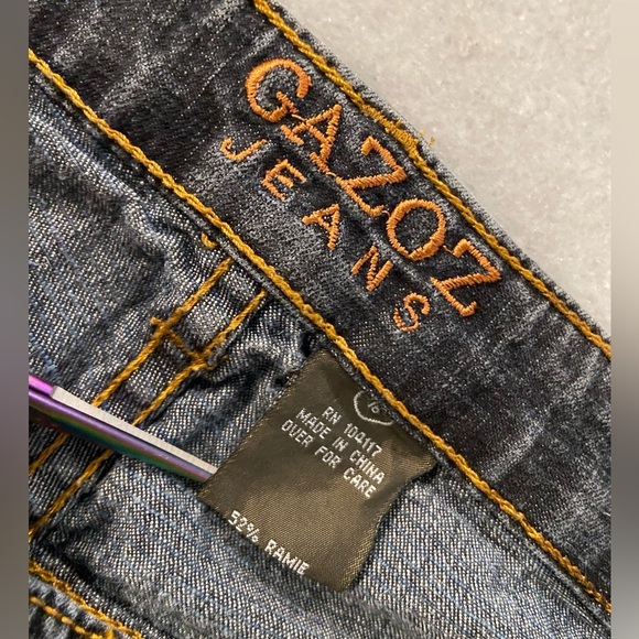 Gazoz Size 16 Embroidered Pocket Zip Up Ramie Cotton Stretch Cropped Jeans - Picture 3 of 11